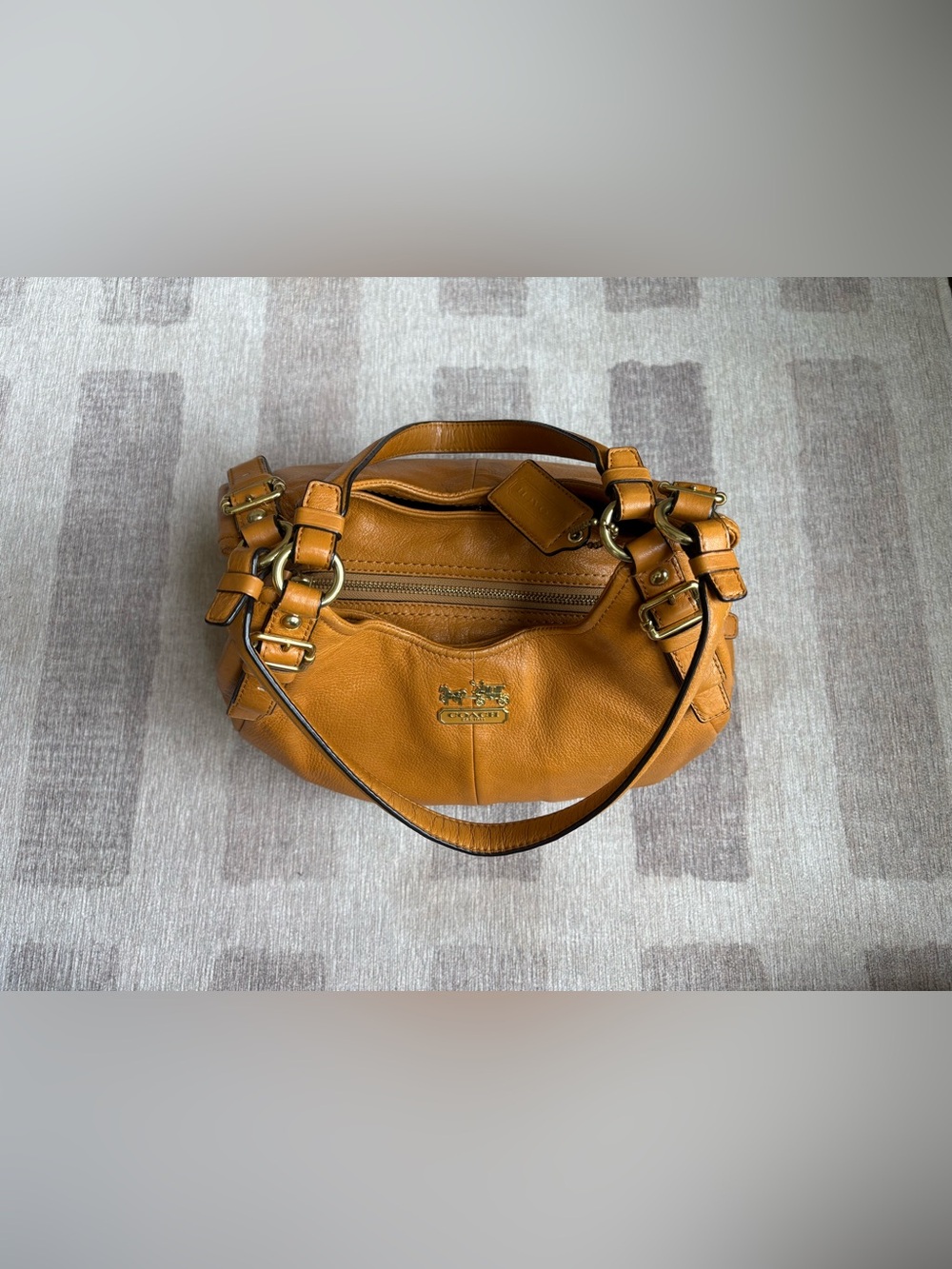 COACH Madison Maggie Mustard Yellow Leather Shoulder Bag Hobo Handbag 16503 - Picture 5 of 14
